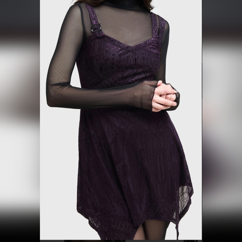 Killstar Dark Purple Strapless Dress - Picture 4 of 8